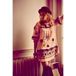 New Romantics Free People Embroidered Boho Dress M
